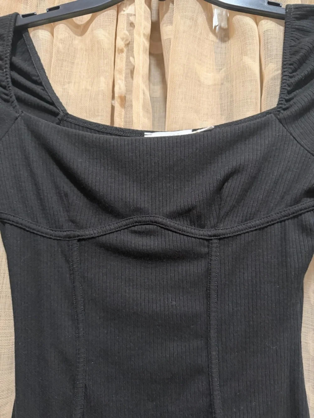 NWOT Nordstrum Sexy Black faux corset ribbed Long Sleeve Bodycon Mini Dress xs - Picture 3 of 5